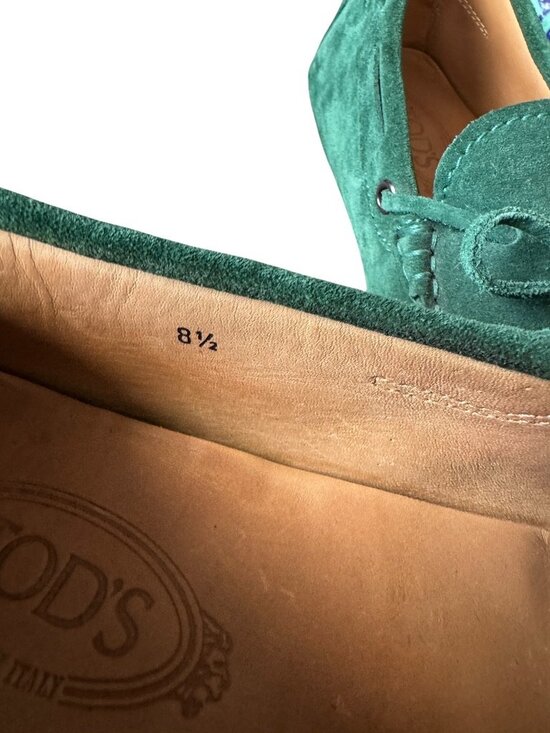Tod\'s City Gommino Driving Suede Loafers Green mens size 8,5 shoes made in Italy main image 7